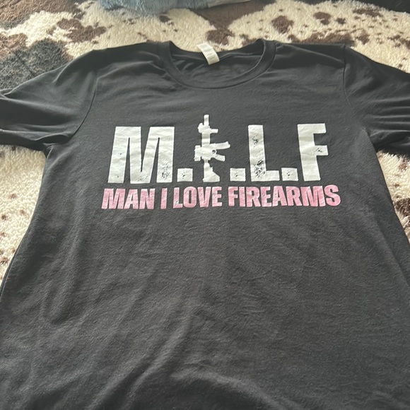 Bella Canvas Black Tee with White and Pink Print - Picture 3 of 3